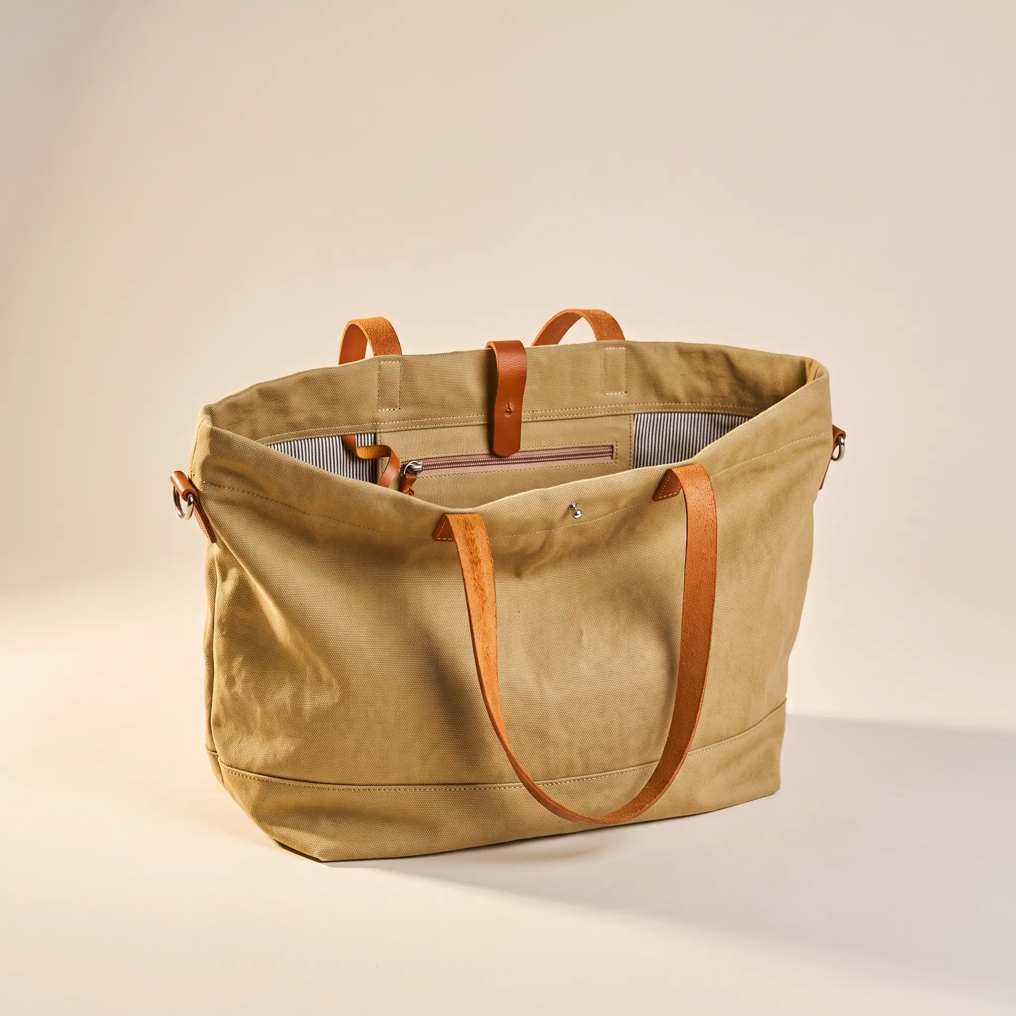 Upcycled Canvas & Leather Tote view 4